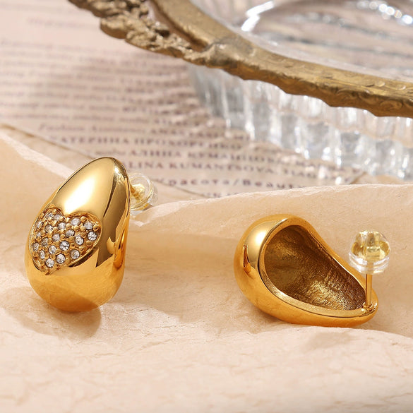 Women's Fashion Drop Butterfly Earrings Inlaid Zircon 316L Stainless Steel Electroplated