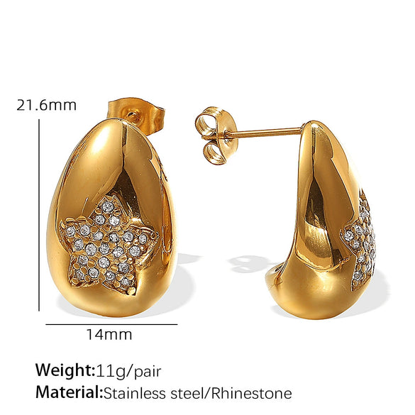 Women's Fashion Drop Butterfly Earrings Inlaid Zircon 316L Stainless Steel Electroplated