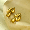 Women's Fashion Drop Shape Titanium Steel 18K Gold Electroplated Hollow Three Layer Earrings