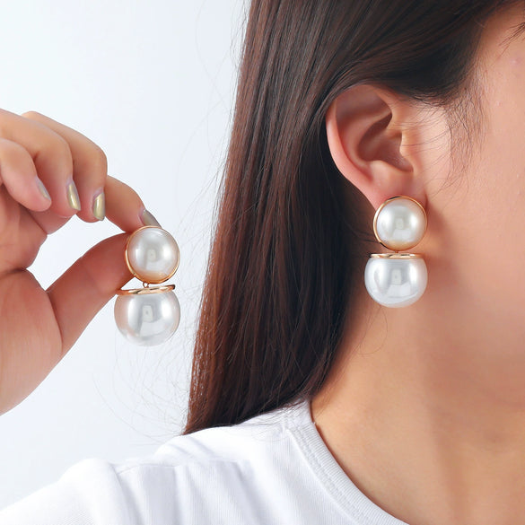 Women's Fashion Earrings Zinc Alloy Geometric Set With Pearls