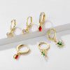 Women's Fashion Electroplated Copper Drop Shape Ear Buckle Earrings With Multicolor Zircon And Turquoise