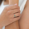 Women's Fashion Electroplated Copper Open Ring With Turquoise Round Ball And Moon Geometric Design