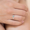 Women's Fashion Electroplated Copper Open Ring With Turquoise Round Ball And Moon Geometric Design