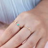 Women's Fashion Electroplated Copper Open Ring With Turquoise Round Ball And Moon Geometric Design