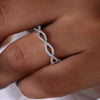 Women's Fashion Elegant Copper Geometric Hollow Line Ring With Zirconia Simple Classic Jewelry