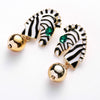 Women's Fashion Elegant Exaggerated Dripping Oil Zebra Pattern Earrings Alloy Inlaid Artificial Gemstones Semiprecious Stones