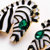 Women's Fashion Elegant Exaggerated Dripping Oil Zebra Pattern Earrings Alloy Inlaid Artificial Gemstones Semiprecious Stones