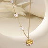 Women's Fashion Elegant Necklace Fivepointed Star Zircon Pearl Clavicle Chain Titanium Steel Stainless Steel Electroplated Flower Style