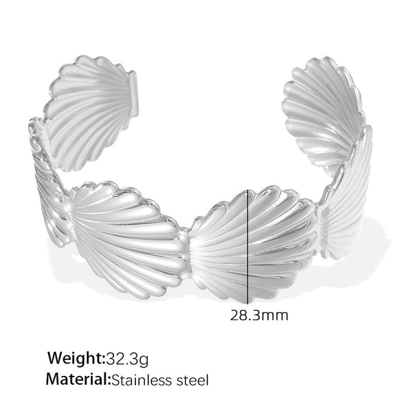 Women's Fashion Exaggerated Design Flower Starfish Water Drop Open 316L Stainless Steel Electroplating Bracelet