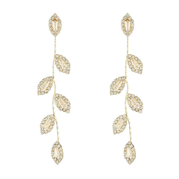 Women's Fashion Exaggerated Long Elegant Tassel Earrings 925 Silver Copper Leaves Design