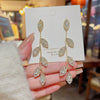 Women's Fashion Exaggerated Long Elegant Tassel Earrings 925 Silver Copper Leaves Design