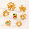 Women's Fashion Exaggerated Ring Stainless Steel Flower Geometric Electroplating Jewelry