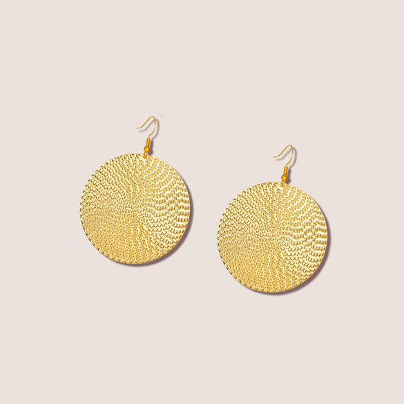 Women's Fashion Exaggerated Round Geometric Dangle Earrings Metal Electroplated Color Block Statement Ear Accessories