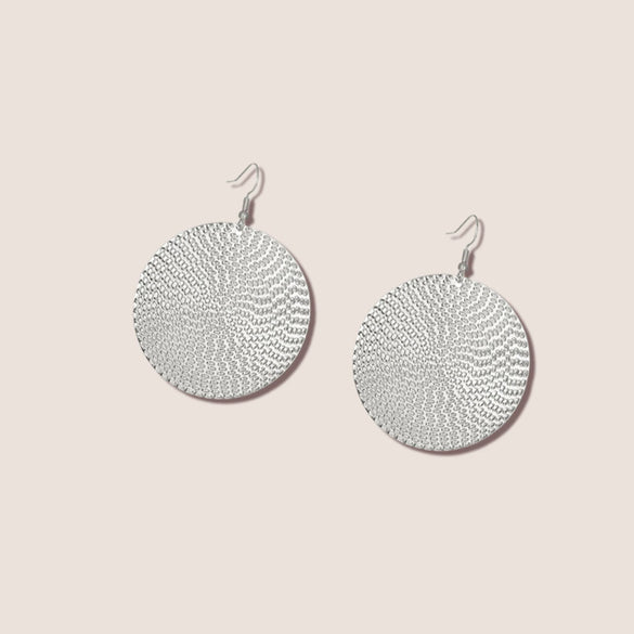 Women's Fashion Exaggerated Round Geometric Dangle Earrings Metal Electroplated Color Block Statement Ear Accessories