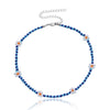 Women's Fashion Exquisite Beaded Necklace With Glass Glazed Beads And Artificial Crystal Pendant In Flower Shape Seiko Processed