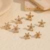 Women's Fashion Flower Geometric Stainless Steel Stud Earrings With Diamond And Electroplating Treatment