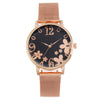 Women's Fashion Flower Quartz Watch With Alloy Case Metal Strap And Stainless Steel Clasp Round Dial