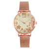 Women's Fashion Flower Quartz Watch With Alloy Case Metal Strap And Stainless Steel Clasp Round Dial