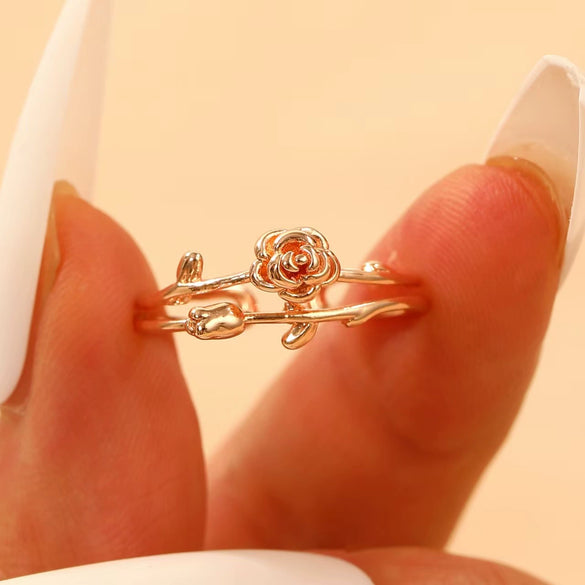 Women's Fashion Flower Rose Ring Copper Electroplated