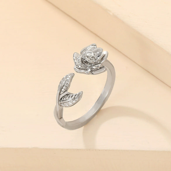 Women's Fashion Flower Rose Ring Copper Electroplated