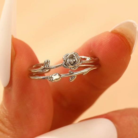 Women's Fashion Flower Rose Ring Copper Electroplated