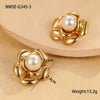 Women's Fashion Flower Shaped Stainless Steel Electroplated Pearl Earrings