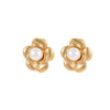 Women's Fashion Flower Shaped Stainless Steel Electroplated Pearl Earrings