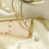 Women's Fashion Fresh Water Pearl Pendant Clavicle Chain Jewelry In Geometric Style Made Of Stainless Steel With Pvdp Furnace Real Gold Treatment