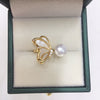 Women's Fashion Freshwater Pearl Ring Copper 18K Goldfilled Round Natural Sea Motherofpearl Coreless
