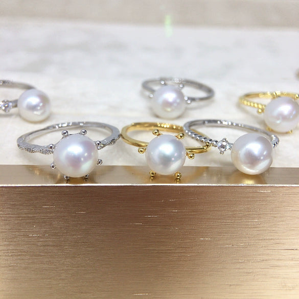 Women's Fashion Freshwater Pearl Ring In S925 Sterling Silver Round Shape