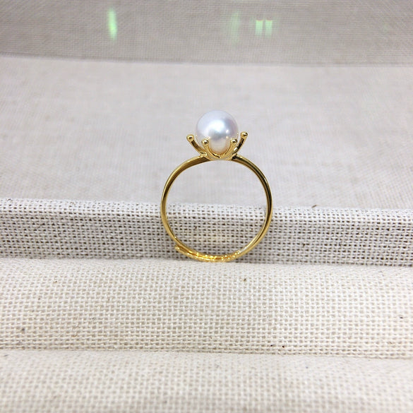 Women's Fashion Freshwater Pearl Ring In S925 Sterling Silver Round Shape