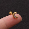 Women's Fashion Geometric Brass White Steel Star And Moon Constellations Electroplated Piercing Earrings