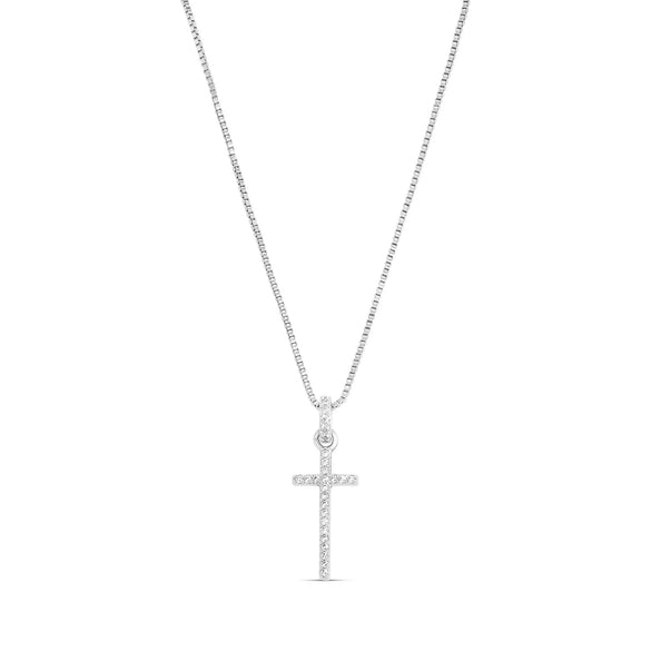 Women's Fashion Geometric Cross Necklace With Square Zircon Inlay Copper Electroplated Clavicle Chain Pendant Jewelry Gift