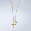 Women's Fashion Geometric Cross Necklace With Square Zircon Inlay Copper Electroplated Clavicle Chain Pendant Jewelry Gift