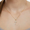 Women's Fashion Geometric Cross Necklace With Square Zircon Inlay Copper Electroplated Clavicle Chain Pendant Jewelry Gift