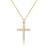 Women's Fashion Geometric Cross Necklace With Square Zircon Inlay Copper Electroplated Clavicle Chain Pendant Jewelry Gift