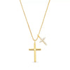 Women's Fashion Geometric Cross Necklace With Square Zircon Inlay Copper Electroplated Clavicle Chain Pendant Jewelry Gift