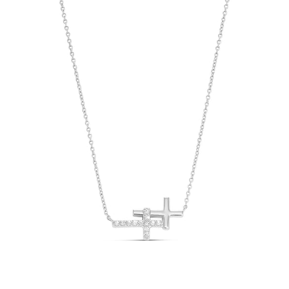 Women's Fashion Geometric Cross Necklace With Square Zircon Inlay Copper Electroplated Clavicle Chain Pendant Jewelry Gift