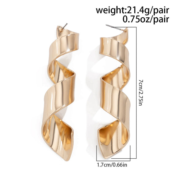 Women's Fashion Geometric Exaggerated Striped Alloy Electroplated Irregular Earrings