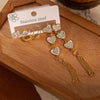 Women's Fashion Geometric Love Zircon Titanium Steel Electroplated Long Tassel Earrings