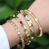 Women's Fashion Geometric Open Bracelet Copper Gold Plated Electroplated White Zircon Inlay Bangle With Creative Personality Style