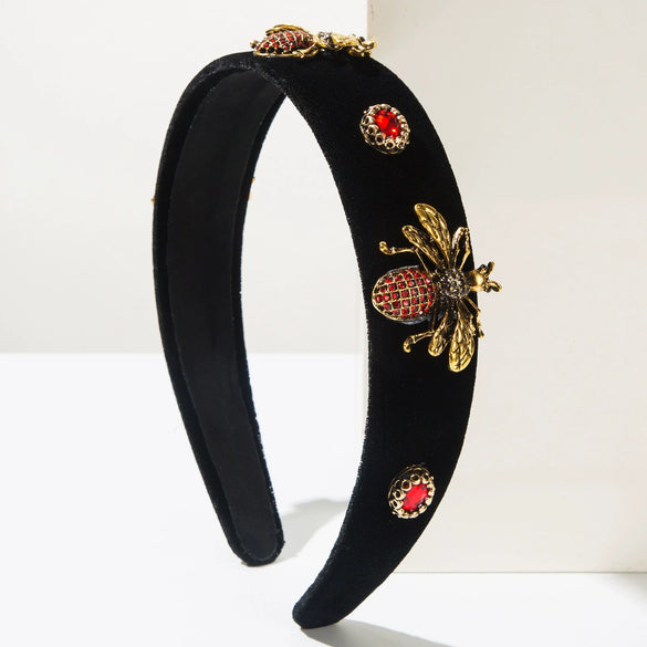 Women's Fashion Geometric Rhinestone Bee Fabric Headband Set With Diamonds