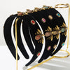 Women's Fashion Geometric Rhinestone Bee Fabric Headband Set With Diamonds