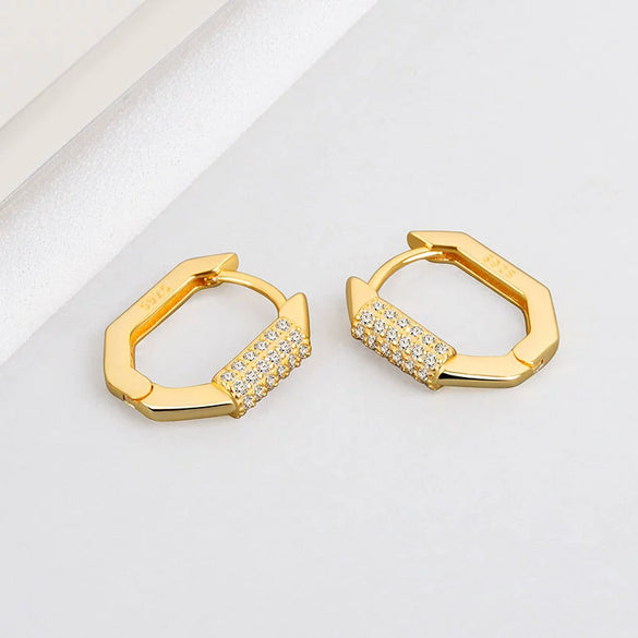 Women's Fashion Geometric 925 Silver Ring And Earrings With Electroplating Treatment