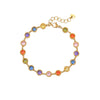 Women's Fashion Geometric Stainless Steel And 18K Gold Plated Bracelet With Colorful Zircon