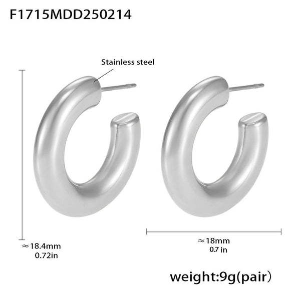 Women's Fashion Geometric Stainless Steel Cshaped Earrings Pvd Plated With 18K True Gold