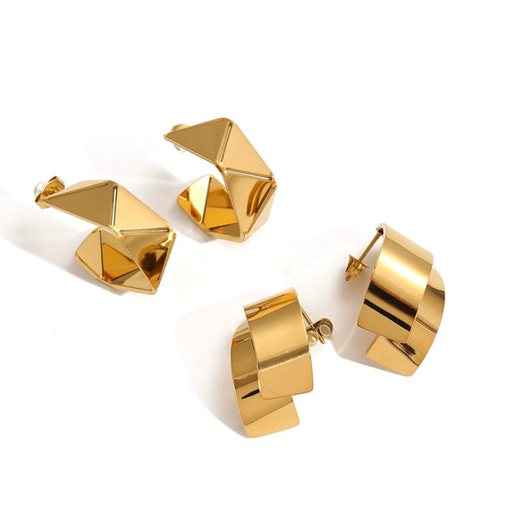 Women's Fashion Geometric Stainless Steel Earrings With Electroplating