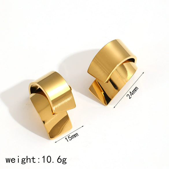 Women's Fashion Geometric Stainless Steel Earrings With Electroplating