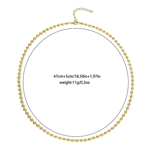Women's Fashion Geometric Stainless Steel Gold Bead Ball Chain Necklace With Electroplating