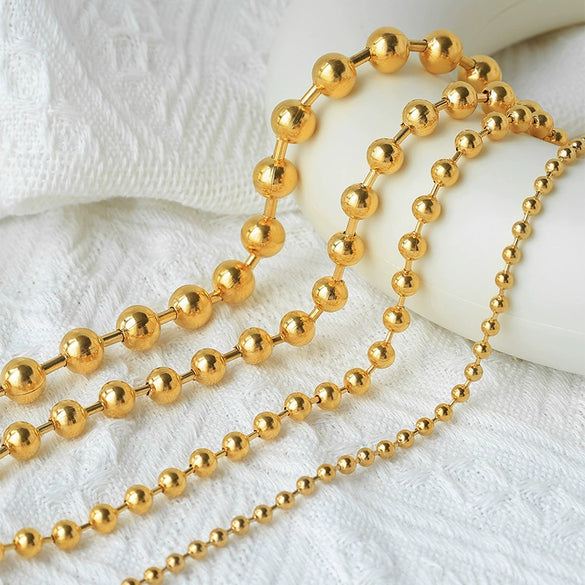 Women's Fashion Geometric Stainless Steel Gold Bead Ball Chain Necklace With Electroplating